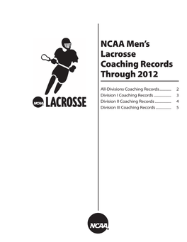 Ncaa Men's Lacrosse Coaching Records Through 2012