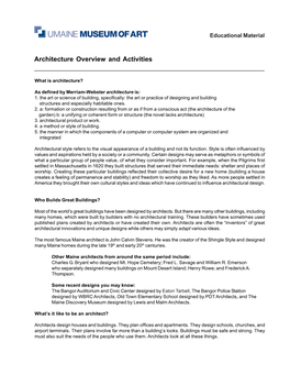 Architecture Overview and Activities
