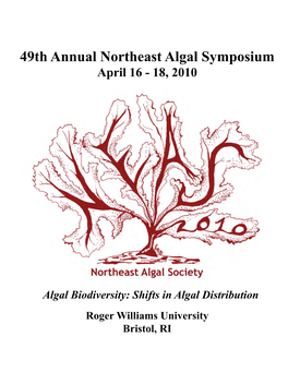 49Th Annual Northeast Algal Symposium April 16 - 18, 2010