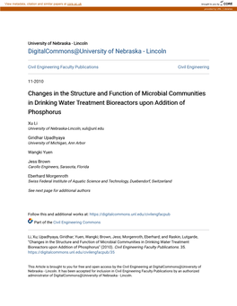 Changes in the Structure and Function of Microbial Communities in Drinking Water Treatment Bioreactors Upon Addition of Phosphorus