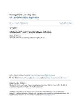 Intellectual Property and Employee Selection