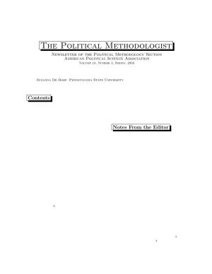 The Political Methodologist Newsletter of the Political Methodology Section American Political Science Association Volume 10, Number 2, Spring, 2002