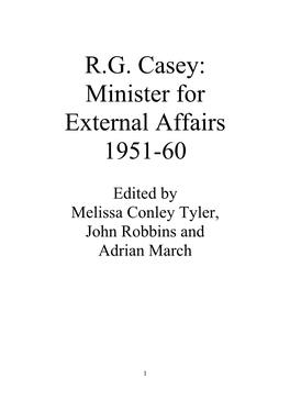 R.G. Casey: Minister for External Affairs 1951-60
