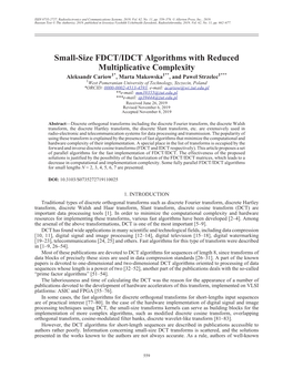 Small-Size FDCT/IDCT Algorithms with Reduced Multiplicative