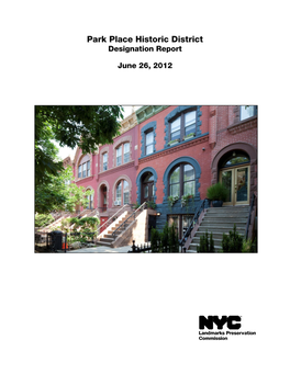 Park Place Historic District Designation Report