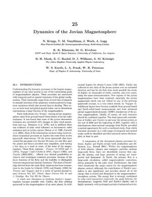 Dynamics of the J Avian Magnetosphere