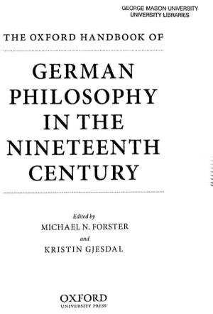 Philosophy in the Nineteenth Century