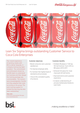 Lean Six Sigma Brings Outstanding Customer Service to Coca-Cola Enterprises