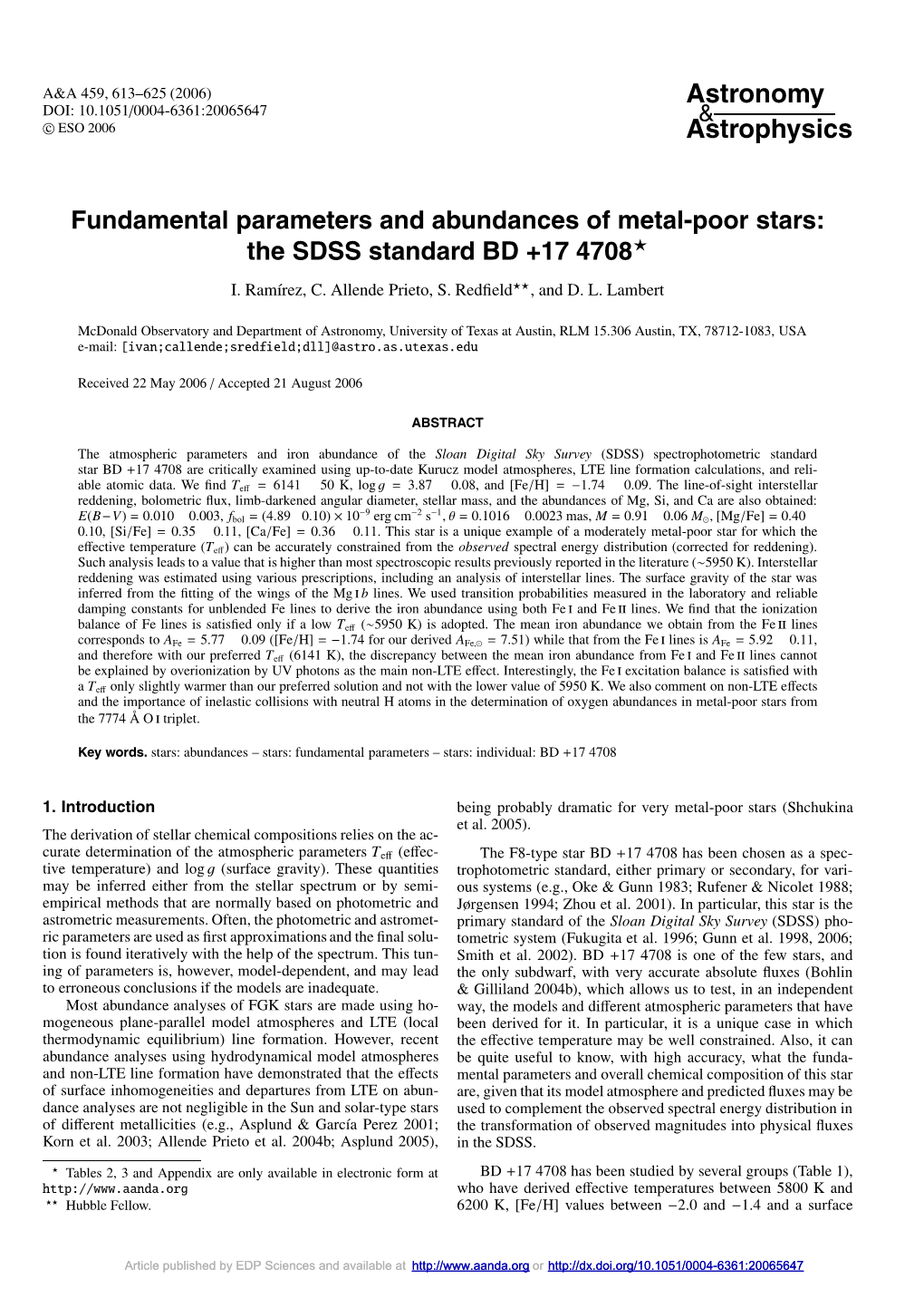 The SDSS Standard BD +17 4708