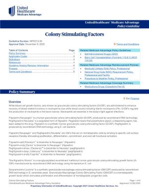 Colony Stimulating Factors – Medicare Advantage Policy Guideline