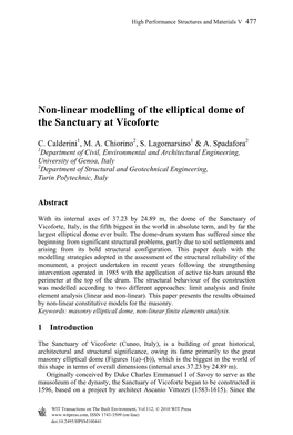 Non-Linear Modelling of the Elliptical Dome of the Sanctuary at Vicoforte