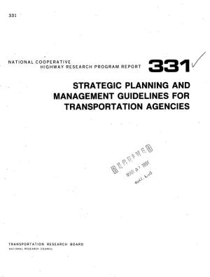 Strategic Planning and Management Guidelines for Transportation Agencies