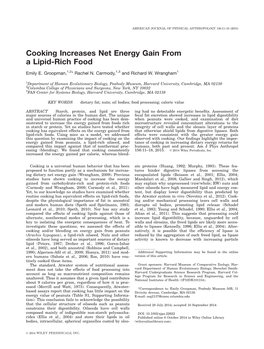 Cooking Increases Net Energy Gain from a Lipid&