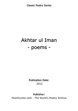 Akhtar Ul Iman - Poems