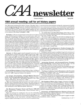 Spring 1983 CAA Newsletter