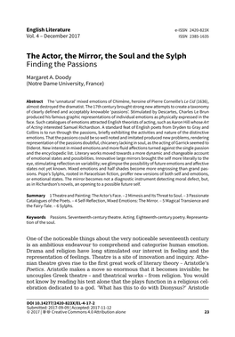 The Actor, the Mirror, the Soul and the Sylph Finding the Passions