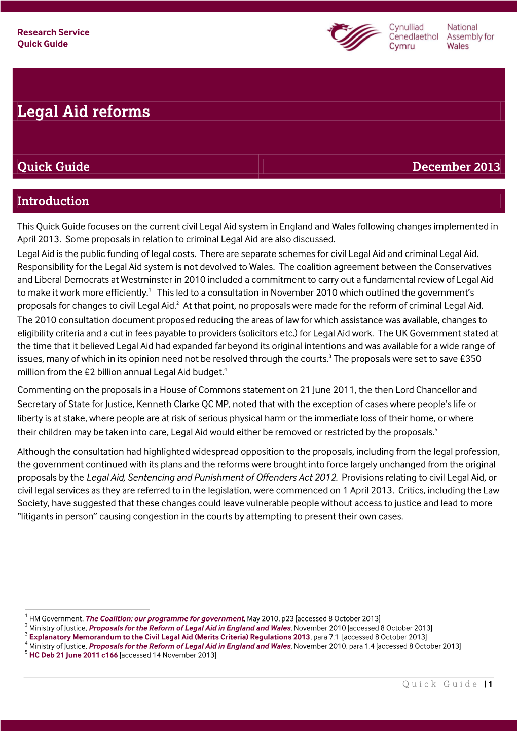 Legal Aid Reforms