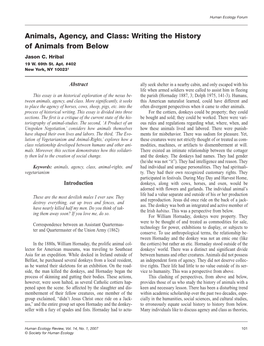 Animals, Agency, and Class: Writing the History of Animals from Below Jason C