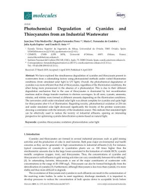 Photochemical Degradation of Cyanides and Thiocyanates from an Industrial Wastewater