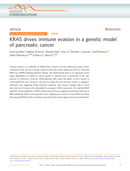 KRAS Drives Immune Evasion in a Genetic Model of Pancreatic Cancer