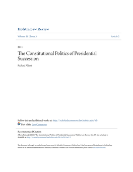 The Constitutional Politics of Presidential Succession