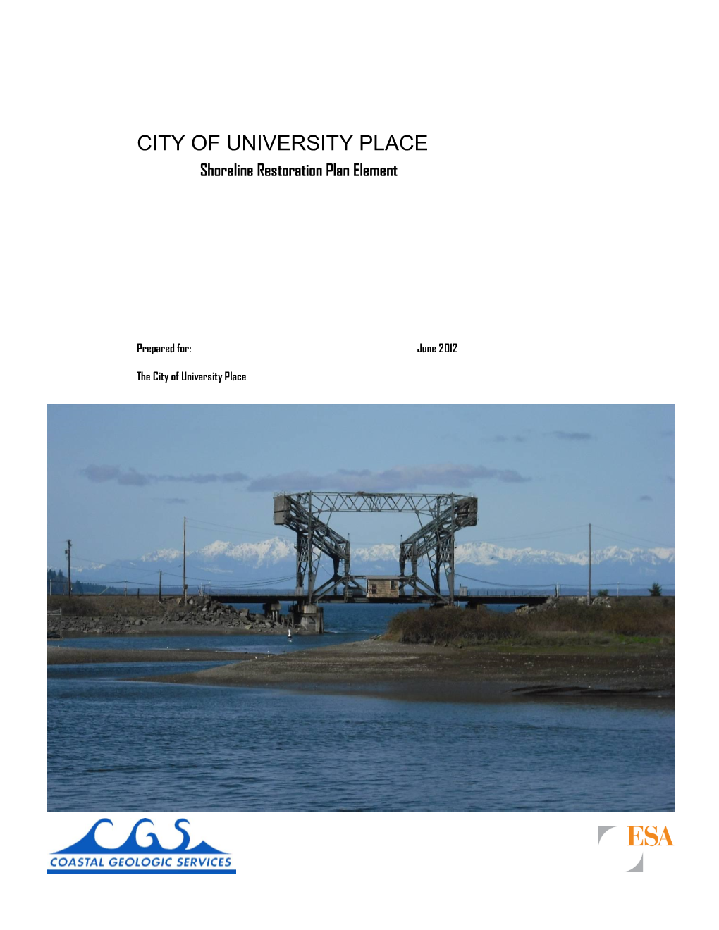 CITY of UNIVERSITY PLACE Shoreline Restoration Plan Element