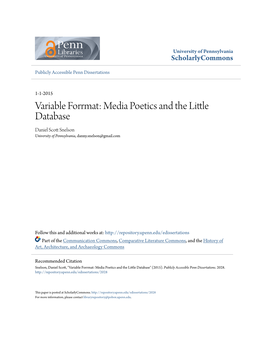 Variable Format: Media Poetics and the Little Database