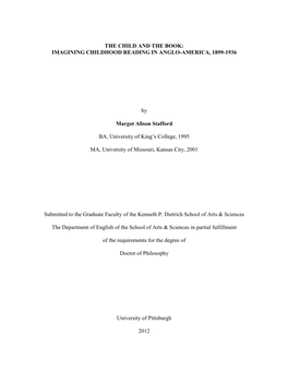 The Child and the Book: Imagining Childhood Reading in Anglo-America, 1899-1936