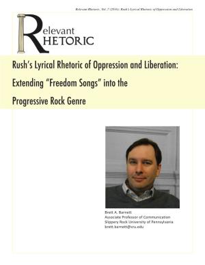 Rush's Lyrical Rhetoric of Oppression and Liberation