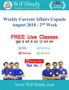Weekly Current Affairs Capsule August 2018 - 2Nd Week