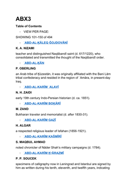 Table of Contents VIEW PER PAGE: SHOWING 101-150 of 494 ʿABD