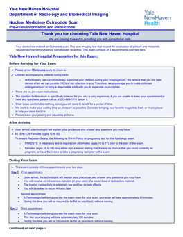 Yale New Haven Health- Nuclear Medicine Octreotide Imaging Exam