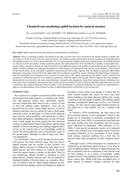 Chemical Cues Mediating Aphid Location by Natural Enemies