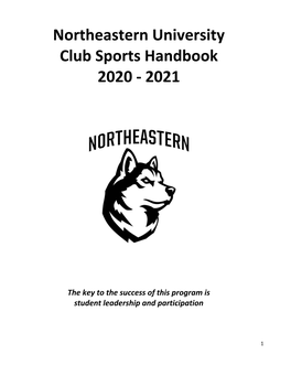 Northeastern University Club Sports Handbook 2020 - 2021