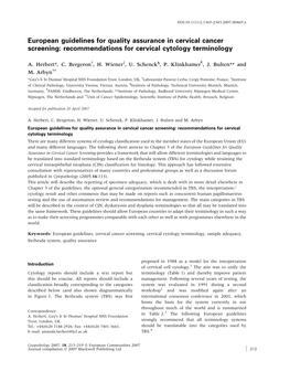 Recommendations for Cervical Cytology Terminology