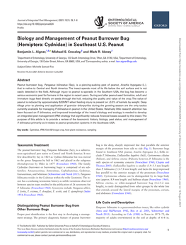 Biology and Management of Peanut Burrower Bug (Hemiptera: Cydnidae)