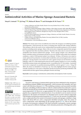 Antimicrobial Activities of Marine Sponge-Associated Bacteria