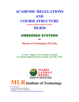 M.Tech-DSCE- Academic Regulations & Syllabus – MLR18