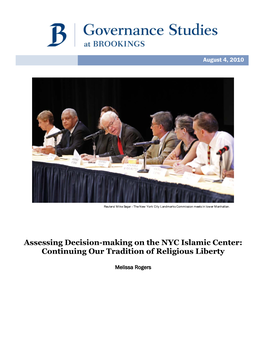 Assessing Decision-Making on the NYC Islamic Center: Continuing Our Tradition of Religious Liberty