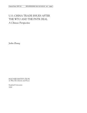 US-China Trade Issues After the WTO and the PNTR