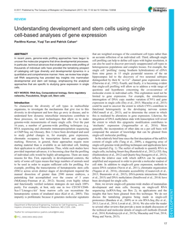 Understanding Development and Stem Cells Using Single Cell-Based Analyses of Gene Expression Pavithra Kumar, Yuqi Tan and Patrick Cahan*