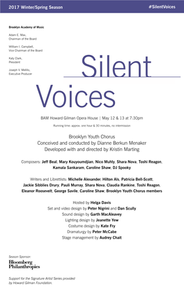Silent Voices BAM Howard Gilman Opera House | May 12 & 13 at 7:30Pm