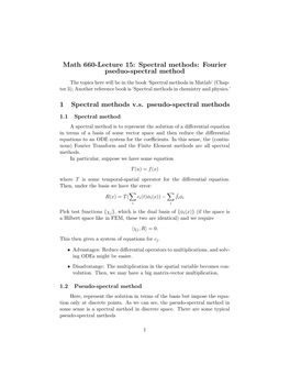 Math 660-Lecture 15: Spectral Methods: Fourier Pseduo-Spectral Method