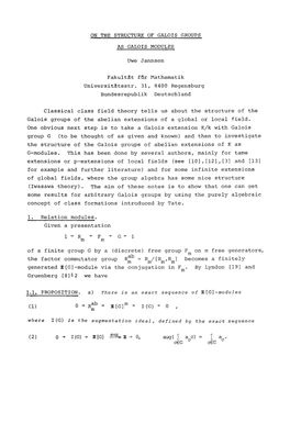 On the Structure of Galois Groups As Galois Modules