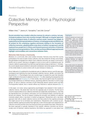 Collective Memory from a Psychological Perspective