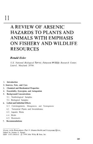 A Review of Arsenic Hazards to Plants and Animals with Emphasis on Fishery and Wildlife Resources