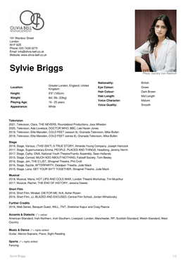 Sylvie Briggs 1/2 191 Wardour Street London