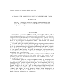 Operads and Algebraic Combinatorics of Trees