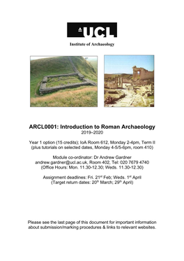 B215: Introduction to Roman Archaeology