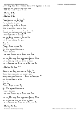 A New Day Has Come-Celine Dion 2002 Lyrics & Chords